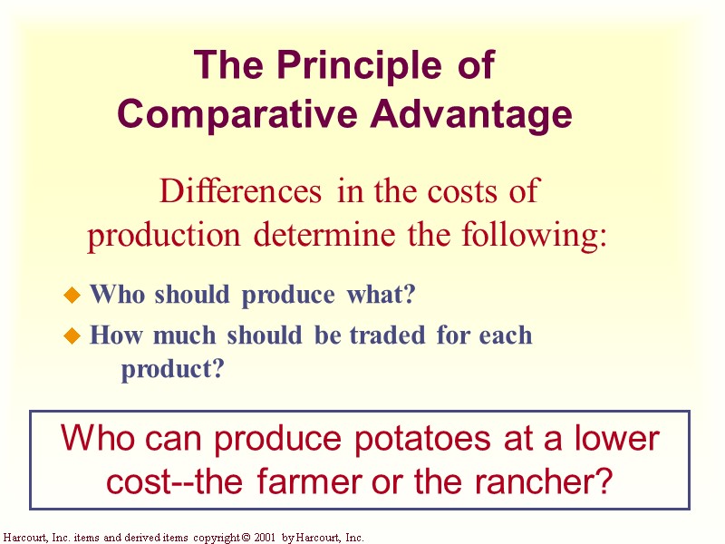 Harcourt, Inc. items and derived items copyright © 2001 by Harcourt, Inc. The Principle